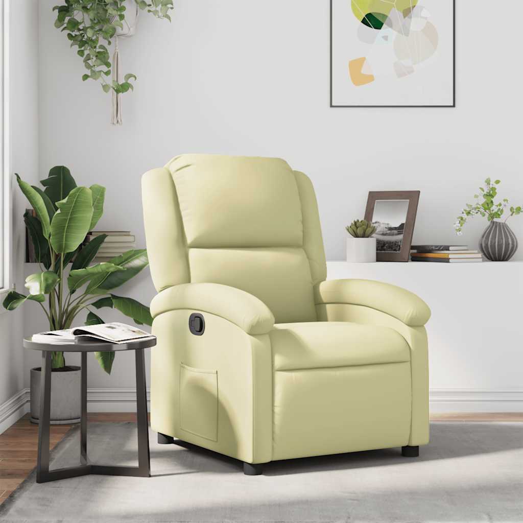 Poltrona Reclinabile Crema in Vera Pelle | homemem39