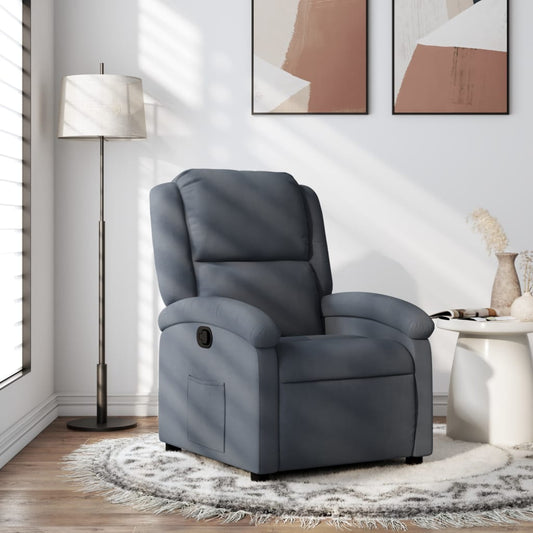 Poltrona Reclinabile Grigio Scuro in Velluto | homemem39
