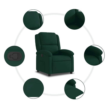 Poltrona Reclinabile Verde Scuro in Velluto | homemem39