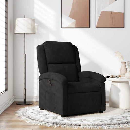 Poltrona Reclinabile Nera in Velluto | homemem39