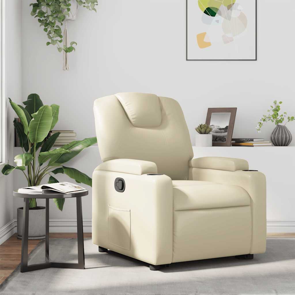 Poltrona Reclinabile Crema in Similpelle | homemem39