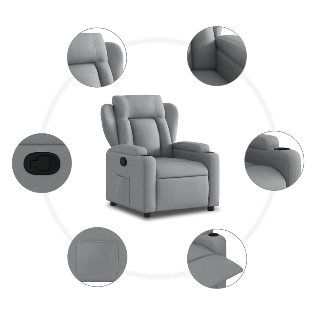 Poltrona Reclinabile in Tessuto Grigio Chiaro | homemem39
