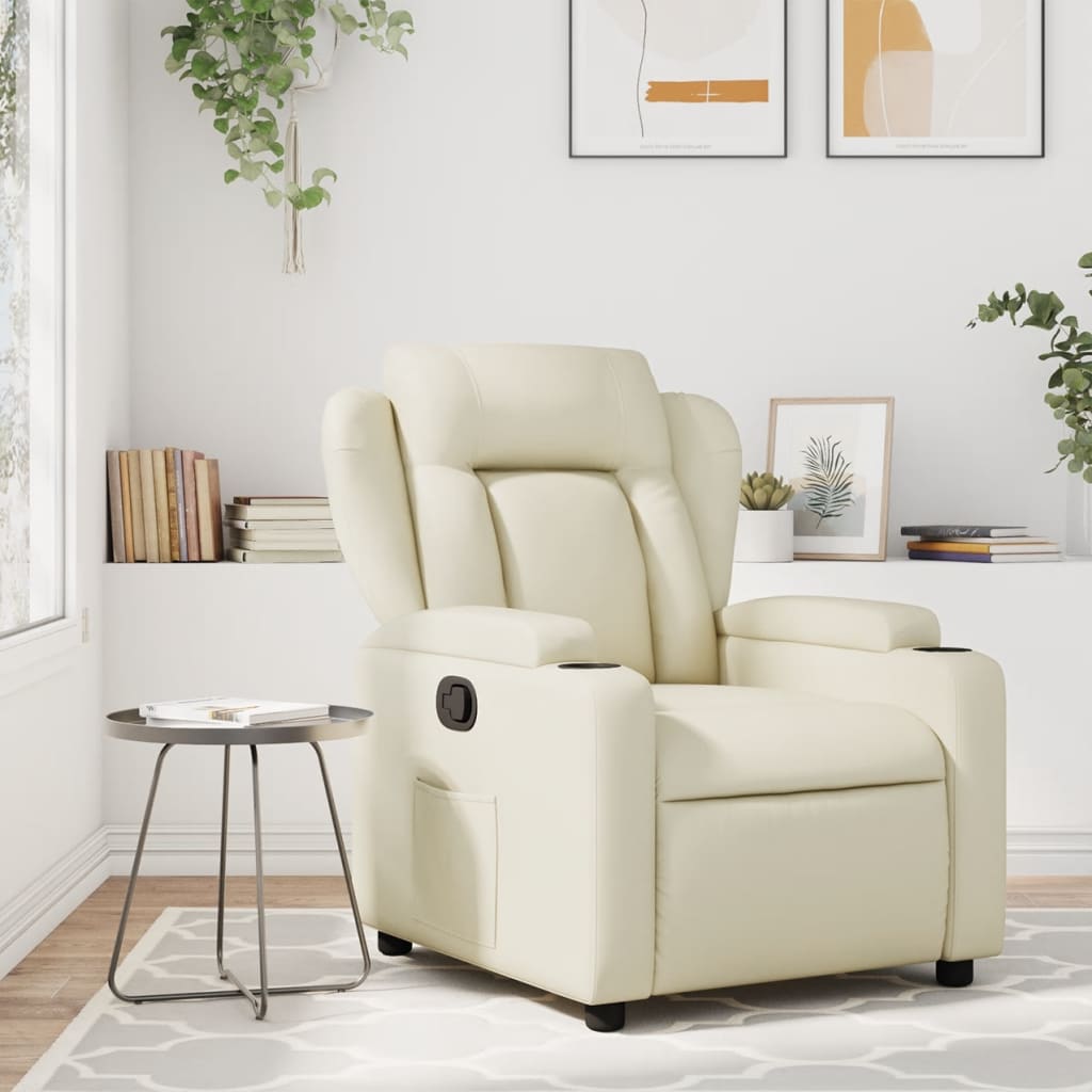 Poltrona Reclinabile Crema in Similpelle | homemem39