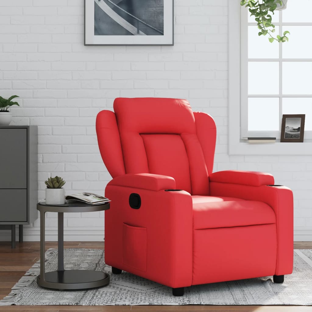 Poltrona Reclinabile Rossa in Similpelle | homemem39