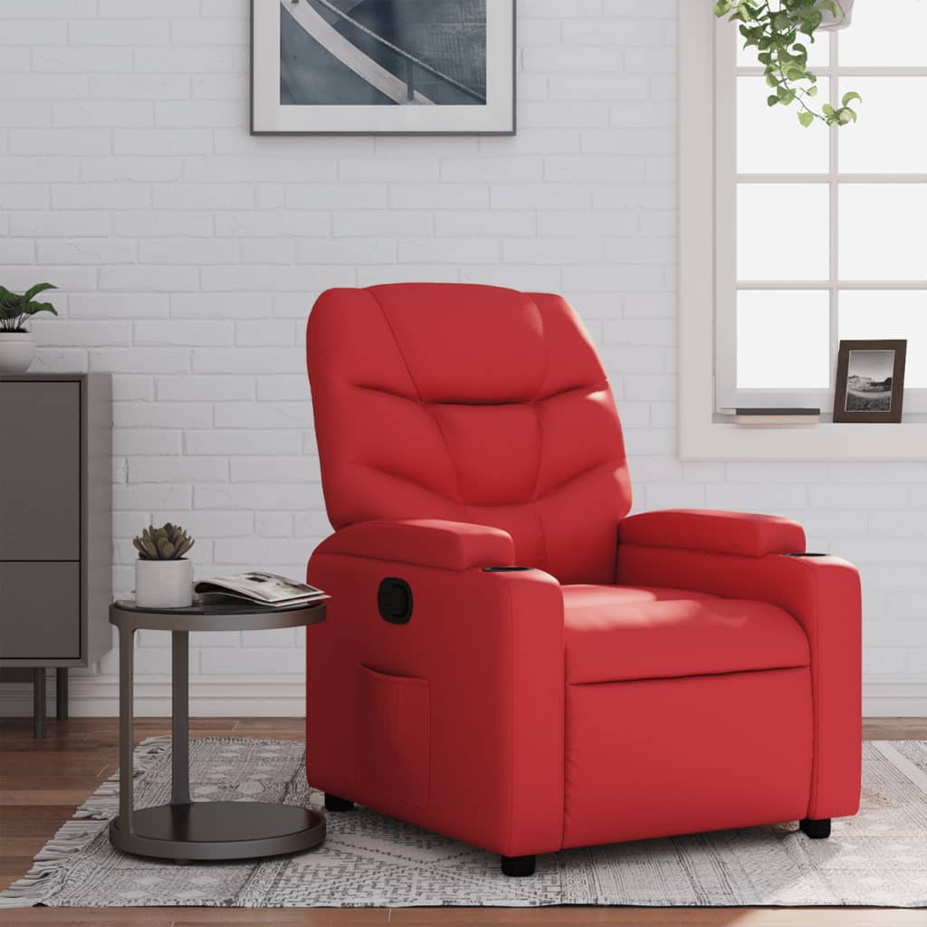 Poltrona Reclinabile Rossa in Similpelle | homemem39