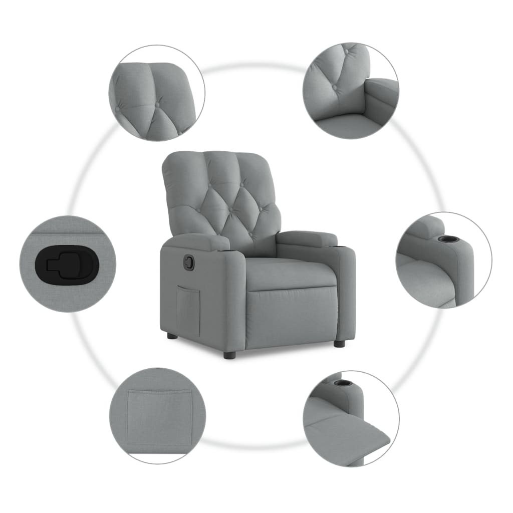Poltrona Reclinabile in Tessuto Grigio Chiaro | homemem39