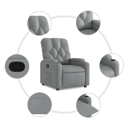 Poltrona Reclinabile in Tessuto Grigio Chiaro | homemem39