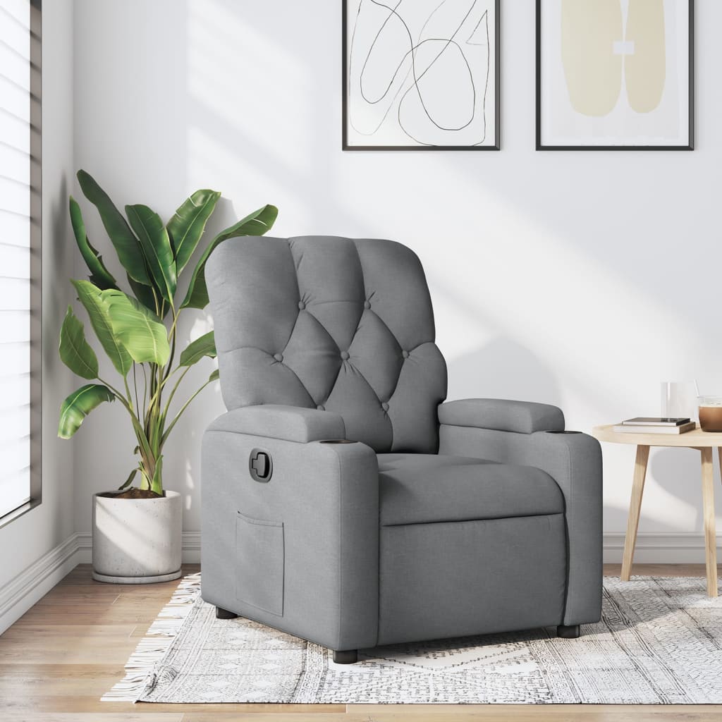 Poltrona Reclinabile in Tessuto Grigio Chiaro | homemem39