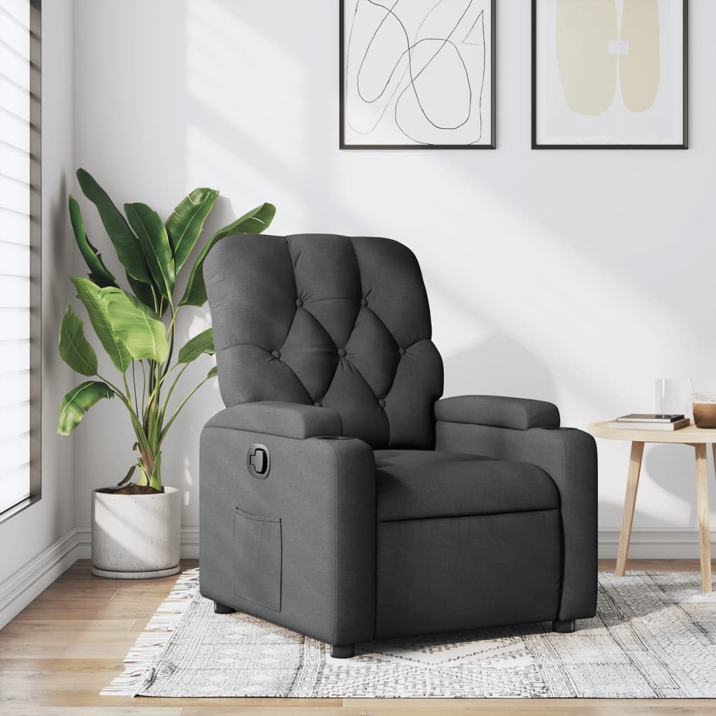 Poltrona reclinabile in tessuto grigio scuro | homemem39