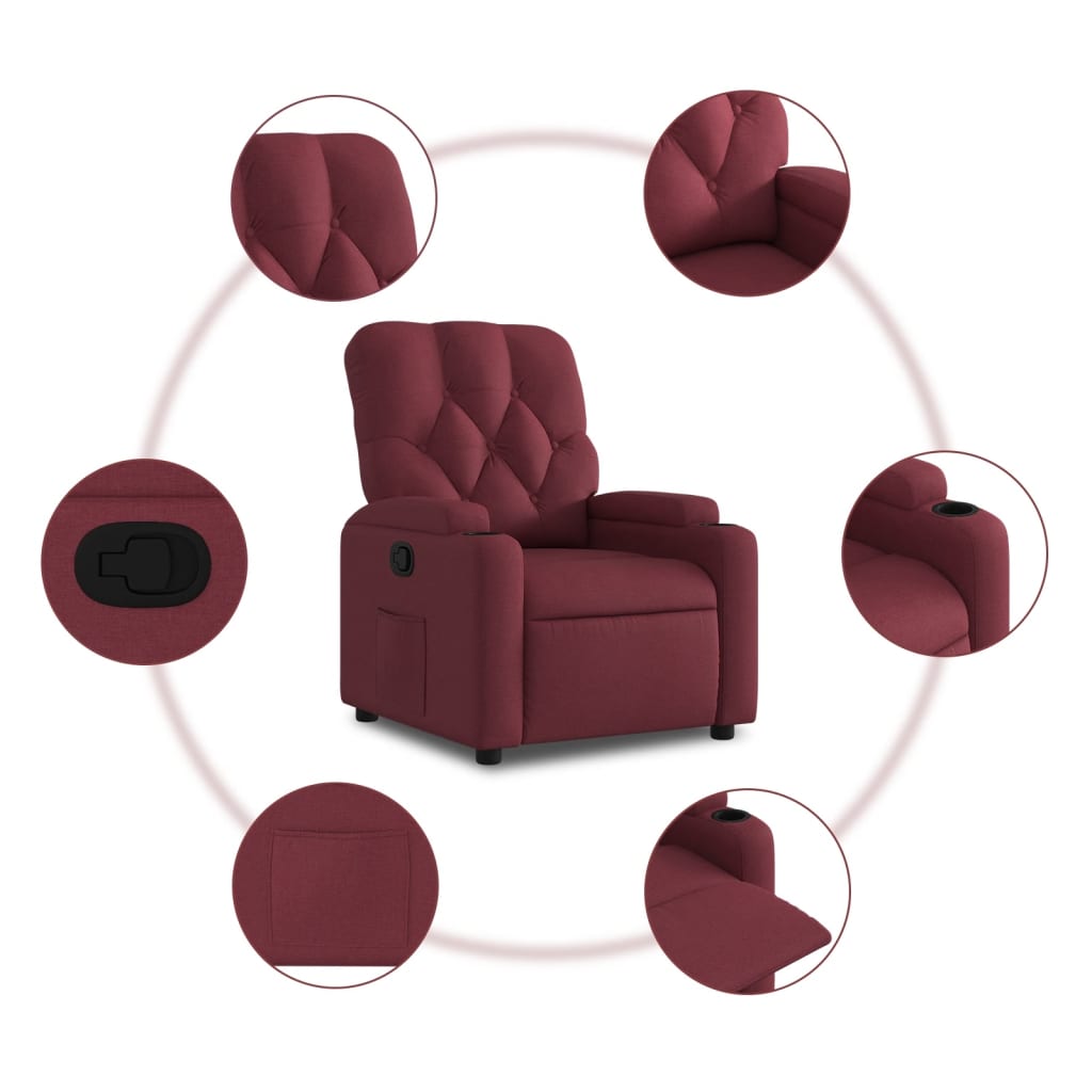Poltrona Reclinabile in Tessuto Rosso Vino | homemem39