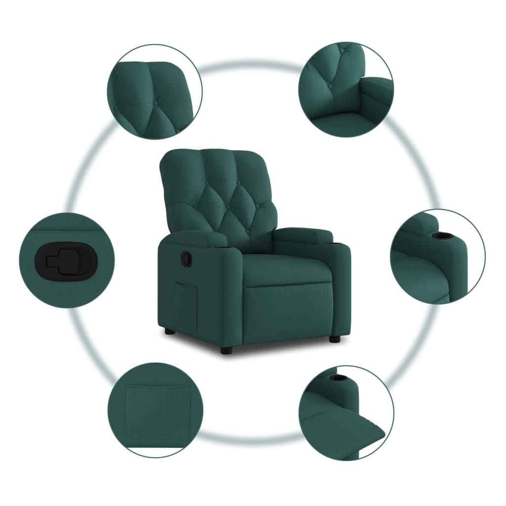 Poltrona Reclinabile in Tessuto Verde Scuro | homemem39