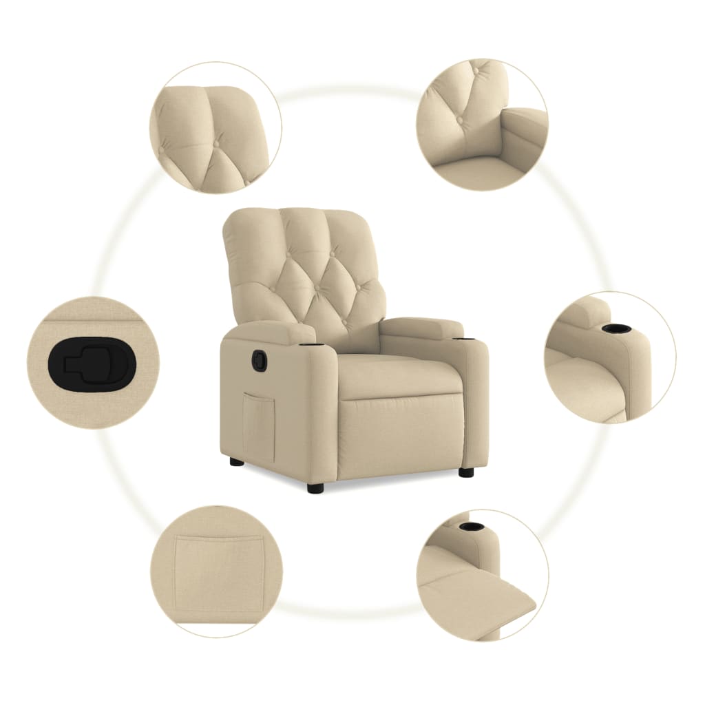 Poltrona Reclinabile in Tessuto Crema | homemem39