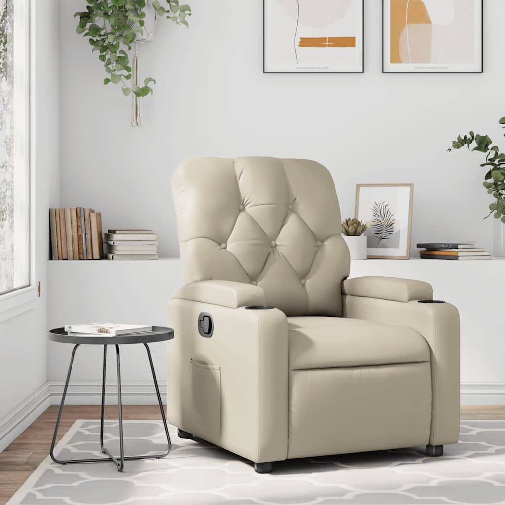 Poltrona Reclinabile Crema in Similpelle | homemem39