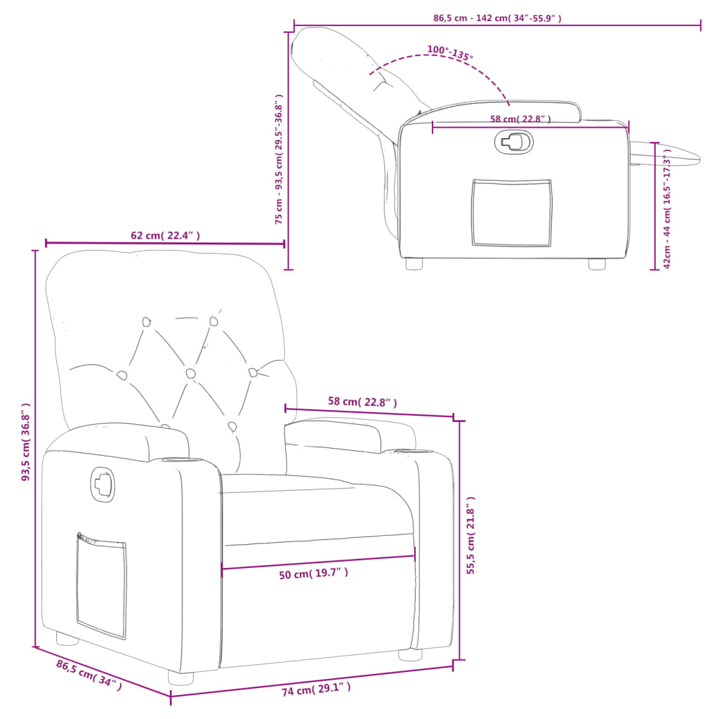 Poltrona Reclinabile Marrone in Similpelle - homemem39