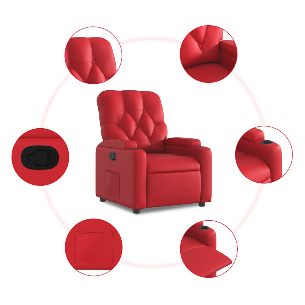 Poltrona Reclinabile Rossa in Similpelle | homemem39