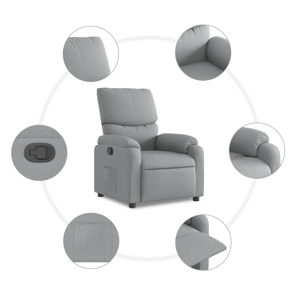 Reclining Armchair in Light Gray Fabric