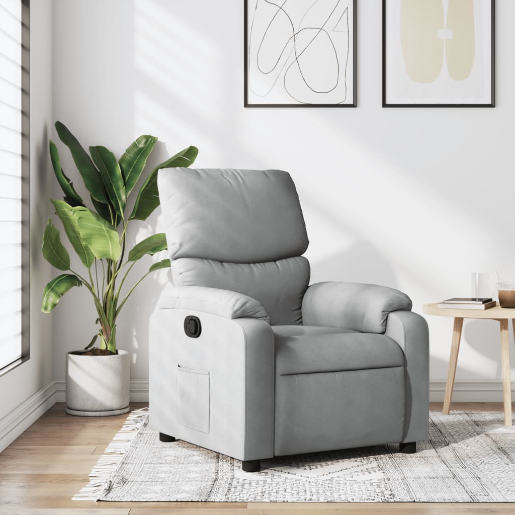 Reclining Armchair in Light Gray Fabric