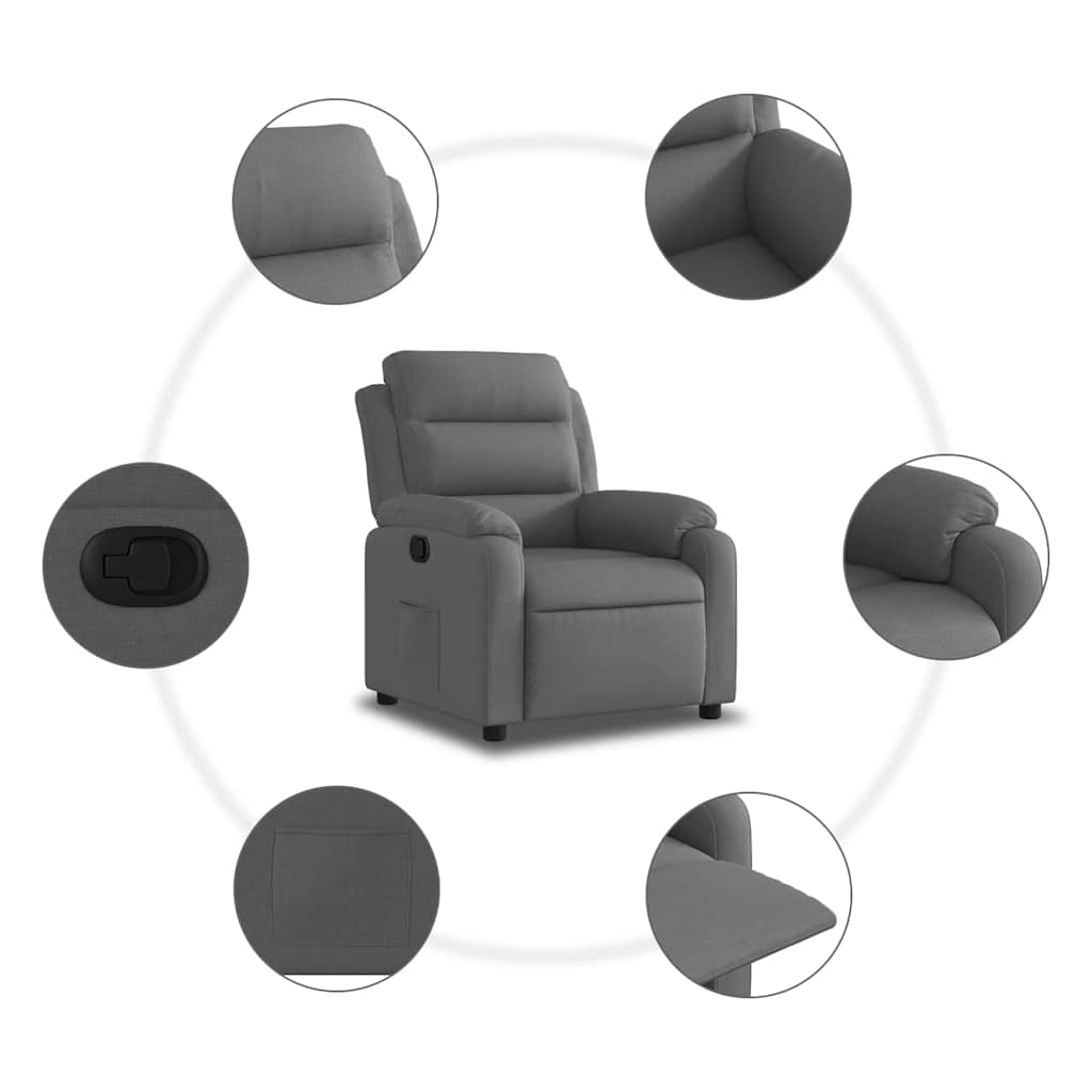 Poltrona Reclinabile in Tessuto Grigio Scuro | homemem39