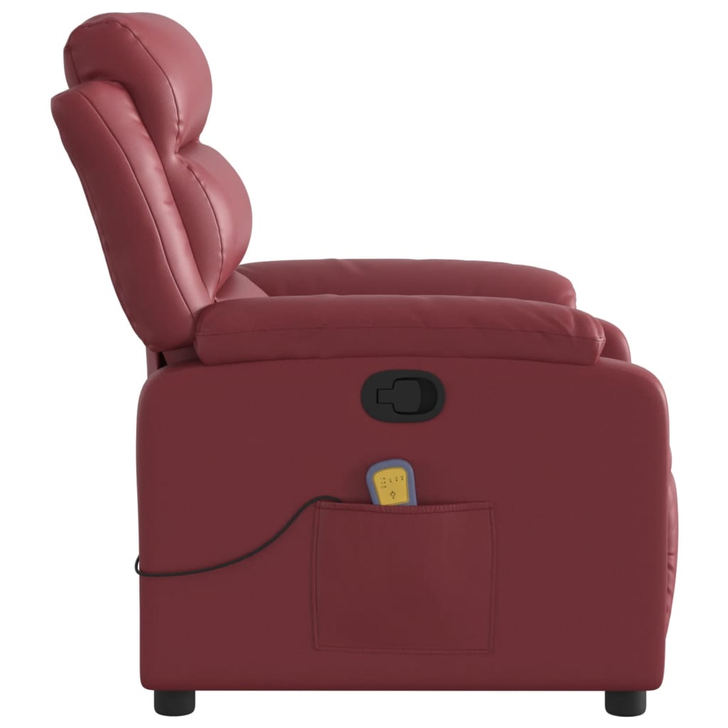 Poltrona Massaggiante Reclinabile Rosso vino in Similpelle | homemem39
