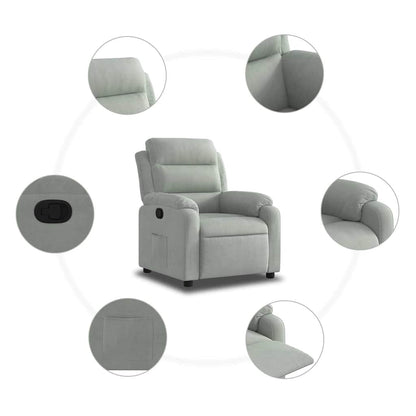 Poltrona Reclinabile Grigio Chiaro in Velluto | homemem39
