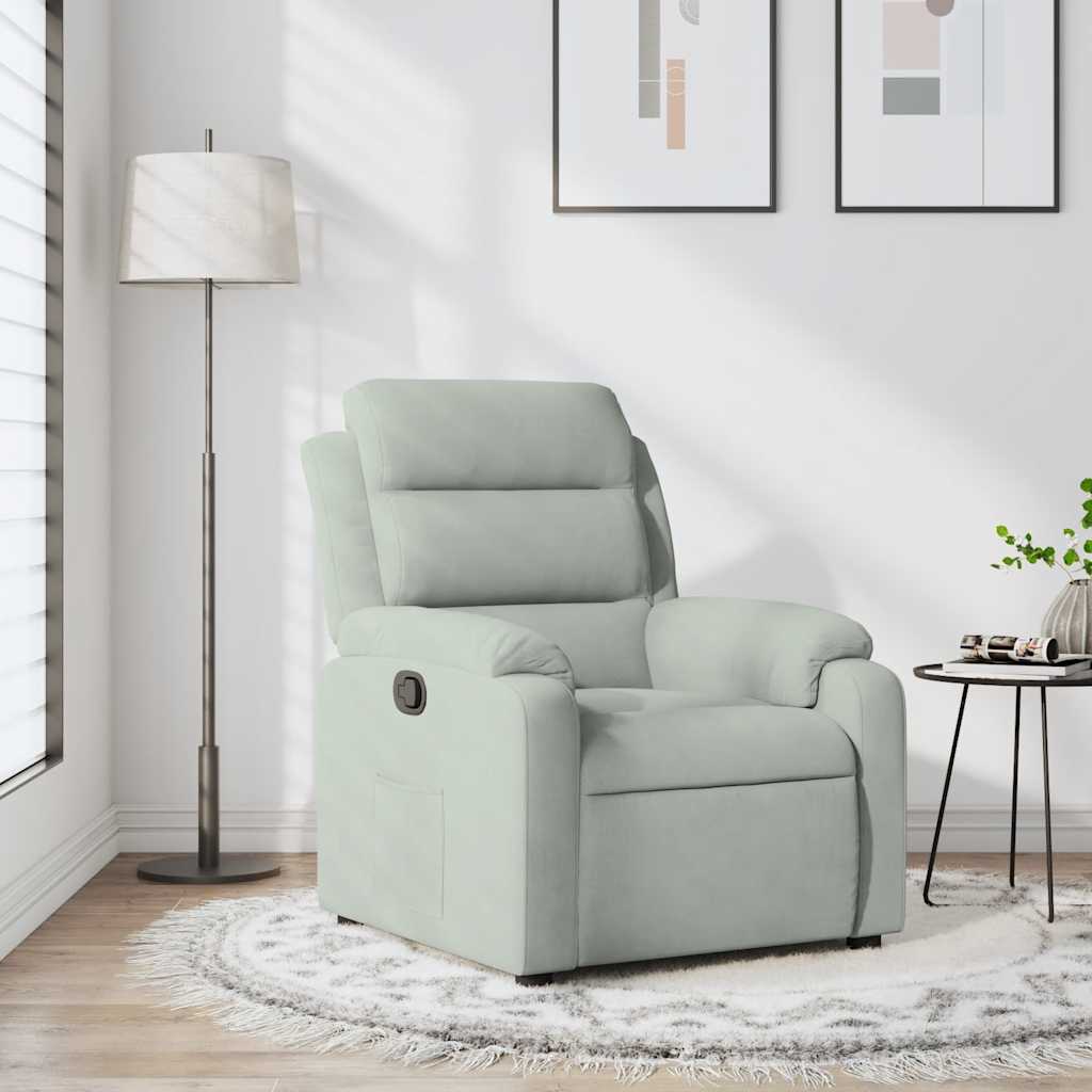 Poltrona Reclinabile Grigio Chiaro in Velluto | homemem39