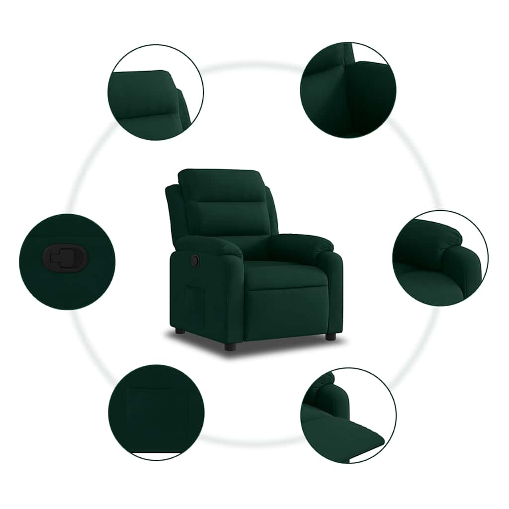 Poltrona Reclinabile Verde Scuro in Velluto | homemem39