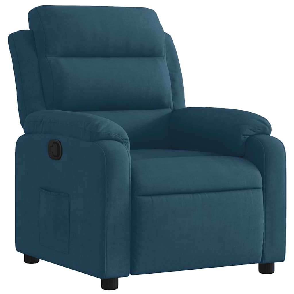 Poltrona Reclinabile Blu in Velluto | homemem39