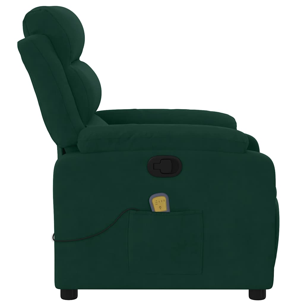 Poltrona Massaggiante Reclinabile Verde Scuro in Velluto | homemem39