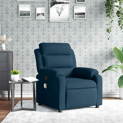 Poltrona Massaggiante Reclinabile Blu in Velluto | homemem39
