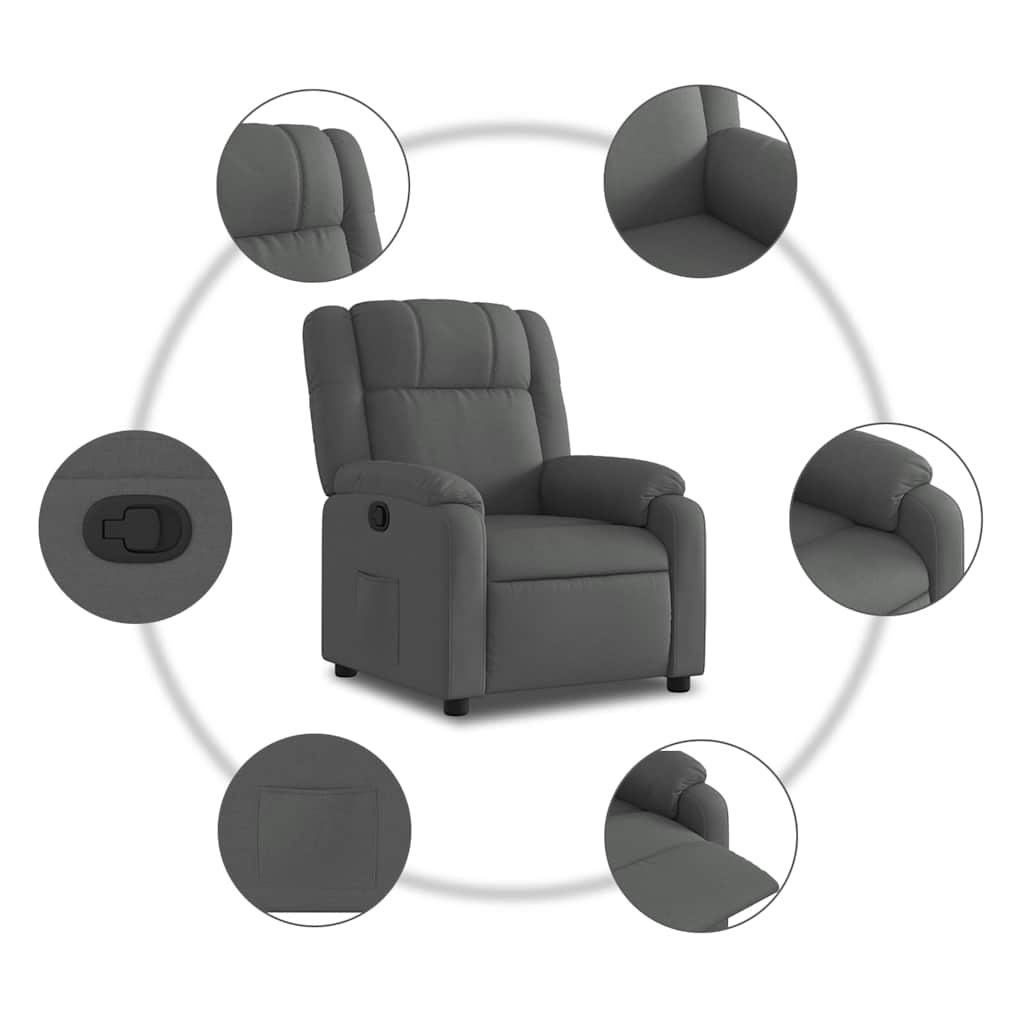 Poltrona Reclinabile in Tessuto Grigio Scuro | homemem39