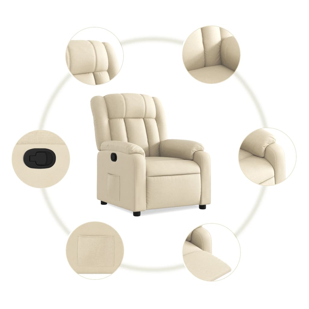 Poltrona Reclinabile in Tessuto Crema | homemem39