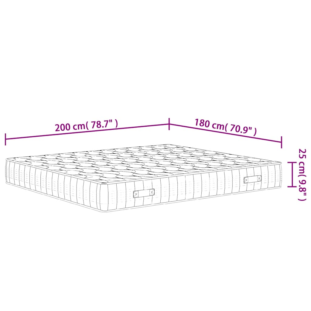 Materasso a Molle Insacchettate Medio Rigido 180x200 cm - homemem39