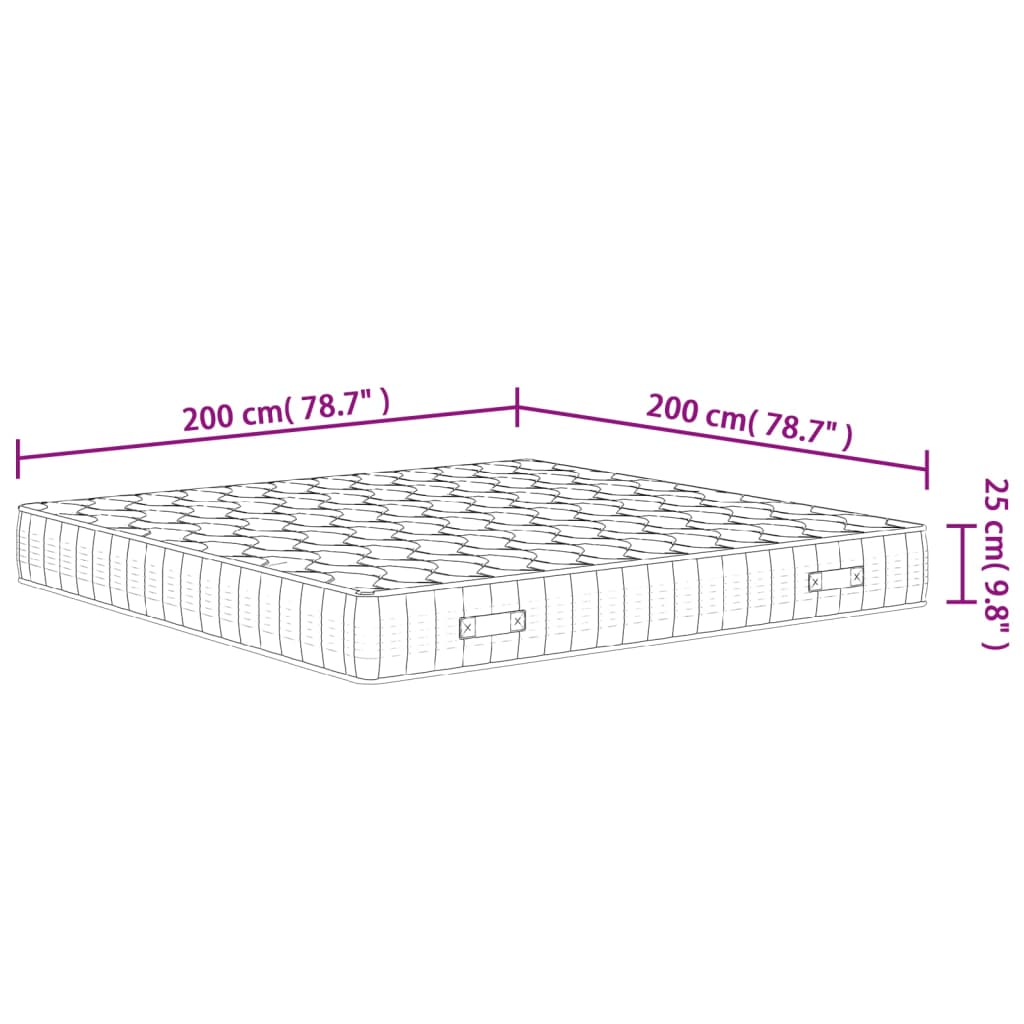 Materasso a Molle Insacchettate Medio Rigido 200x200 cm