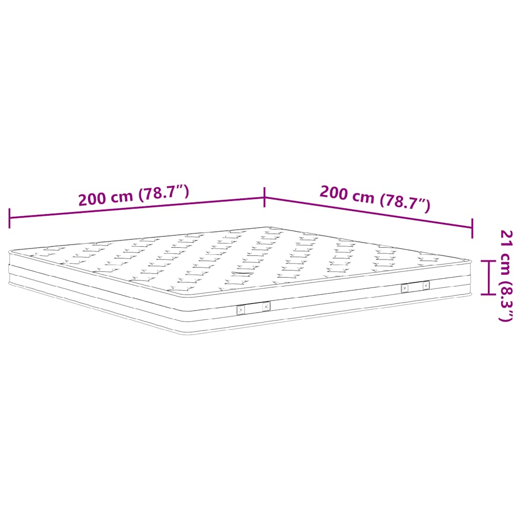 Materasso a Molle Bonnel Medio 200x200 cm King Size - homemem39