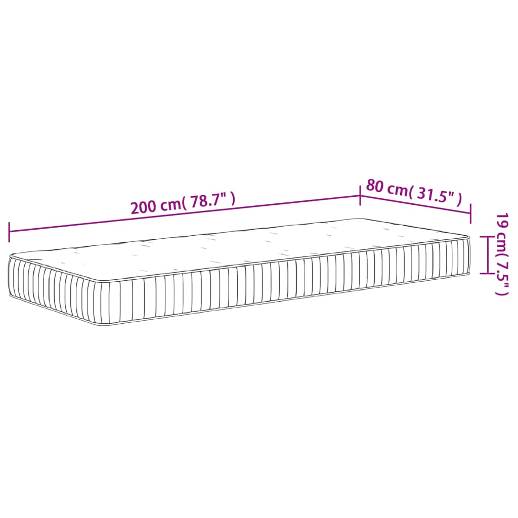 Materasso a Molle Insacchettate Medio 80x200 cm - homemem39