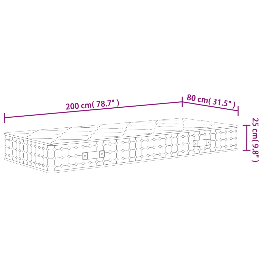 Materasso a Molle Insacchettate Medio Rigido 80x200 cm - homemem39