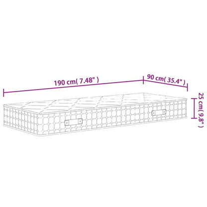 Materasso Molle Insacchettate Medio Rigido 90x190cm Single Size - homemem39