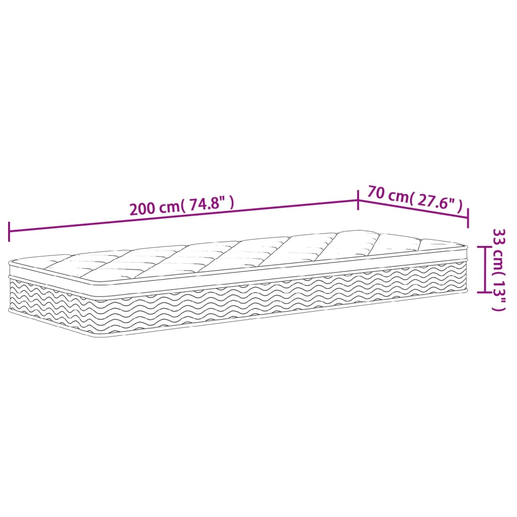 Materasso a Molle Insacchettate Medio Plus 70x200 cm | homemem39