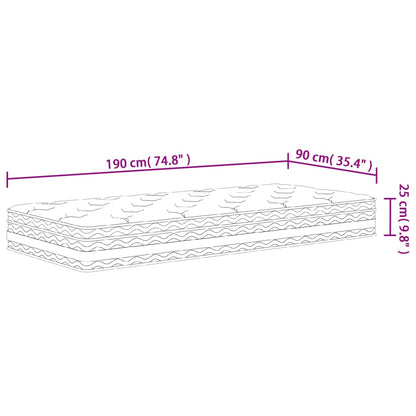 Materasso a Molle Insacchettate Medio 90x190 cm Single Size