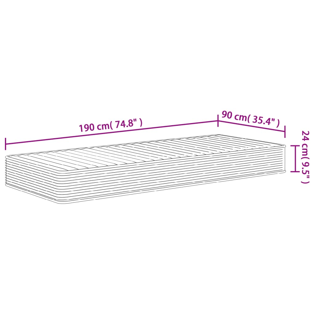 Materasso in Schiuma Mediamente Morbido 90x190cm Single Size - homemem39