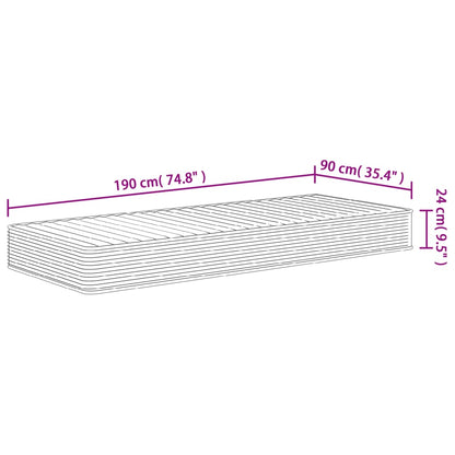 Materasso in Schiuma Mediamente Morbido 90x190cm Single Size - homemem39