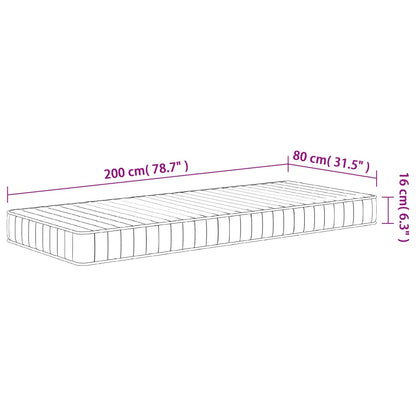 Materasso in Schiuma Mediamente Morbido 80x200 cm