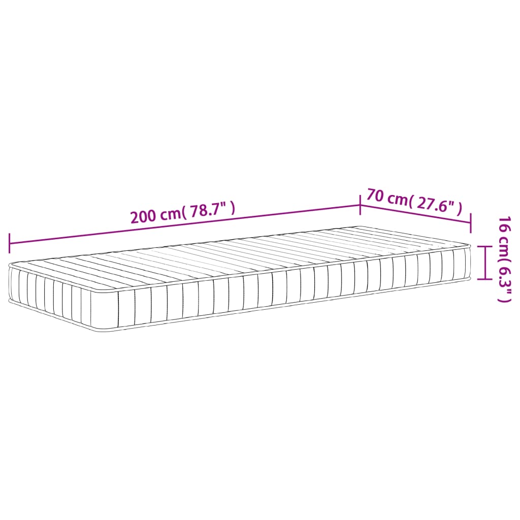 Materasso in Schiuma Mediamente Morbido 70x200 cm