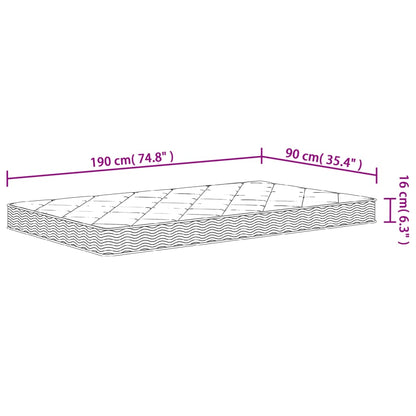 Materasso in Schiuma Mediamente Morbido 90x190cm Single Size - homemem39