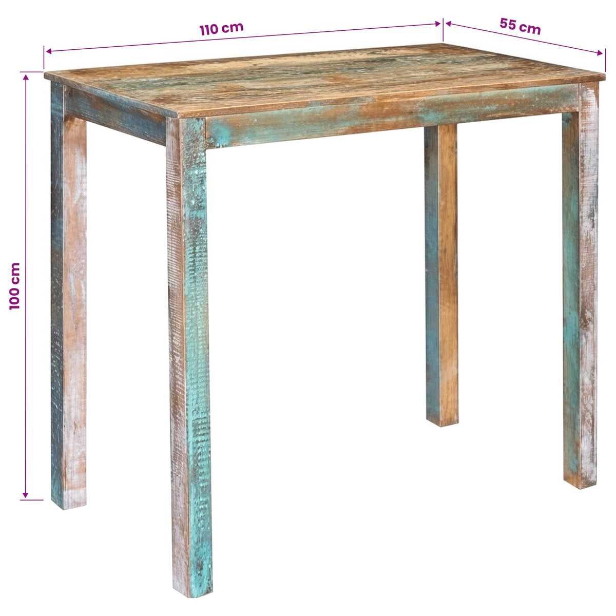 Tavolo da bar 110 x 55 x 100 cm Legno massello riciclato