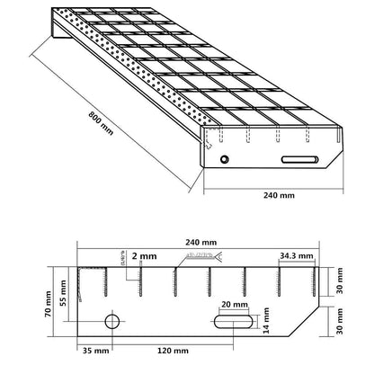 Gradino in Griglia 80x24x7 cm Acciaio Zincato | homemem39