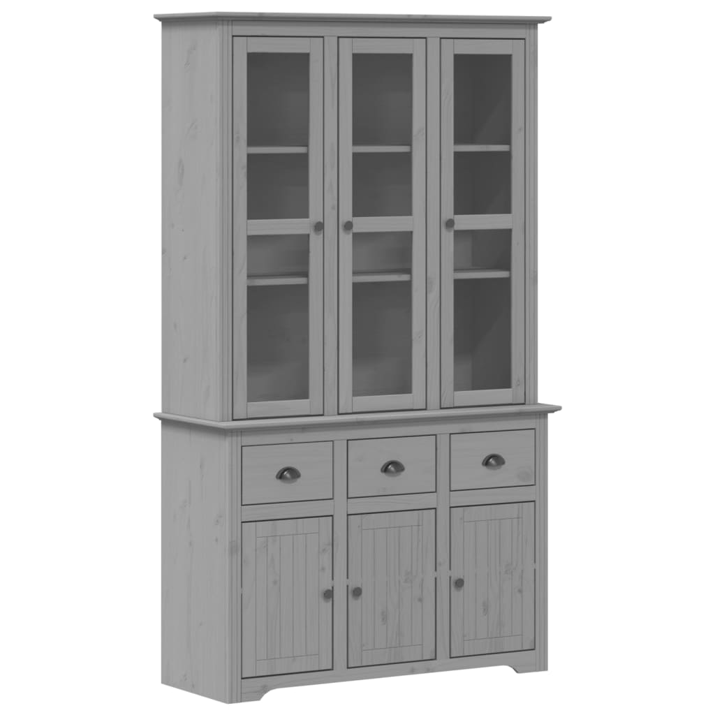 Credenza BODO 115,5x43x200,5 cm Legno Massello di Pino Grigio - homemem39
