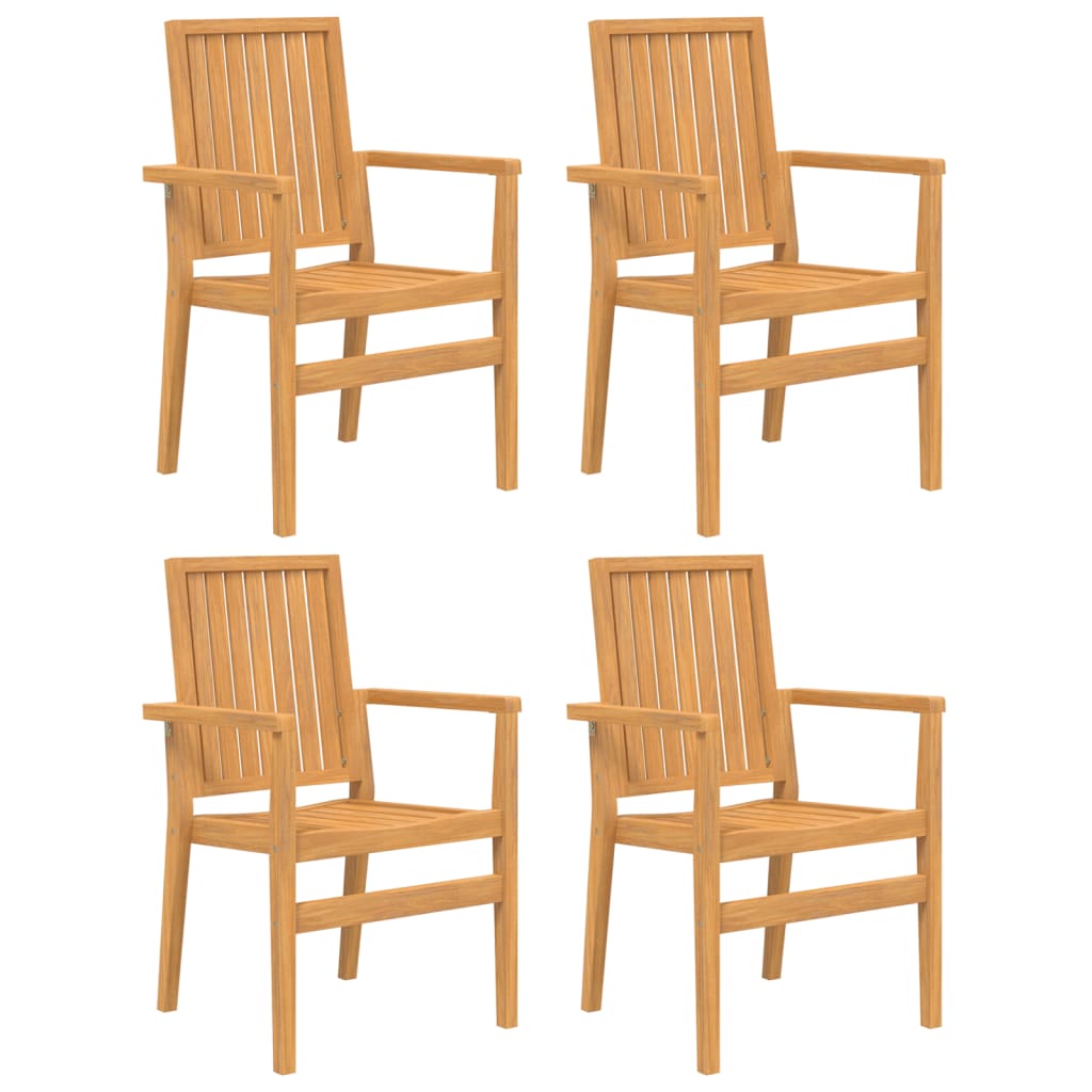 Sedie da Giardino Impilabili 4 pz 56,5x57,5x91 cm Massello Teak - homemem39