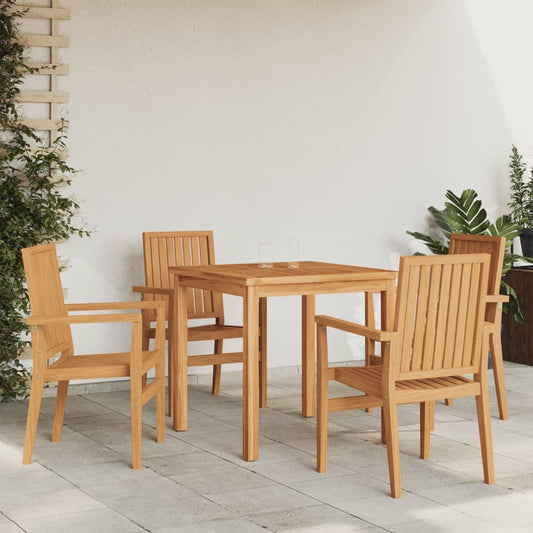 Sedie da Giardino Impilabili 4 pz 56,5x57,5x91 cm Massello Teak