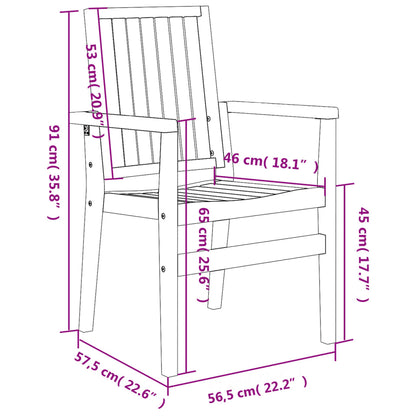 Sedie da Giardino Impilabili 6 pz 56,5x57,5x91 cm Massello Teak